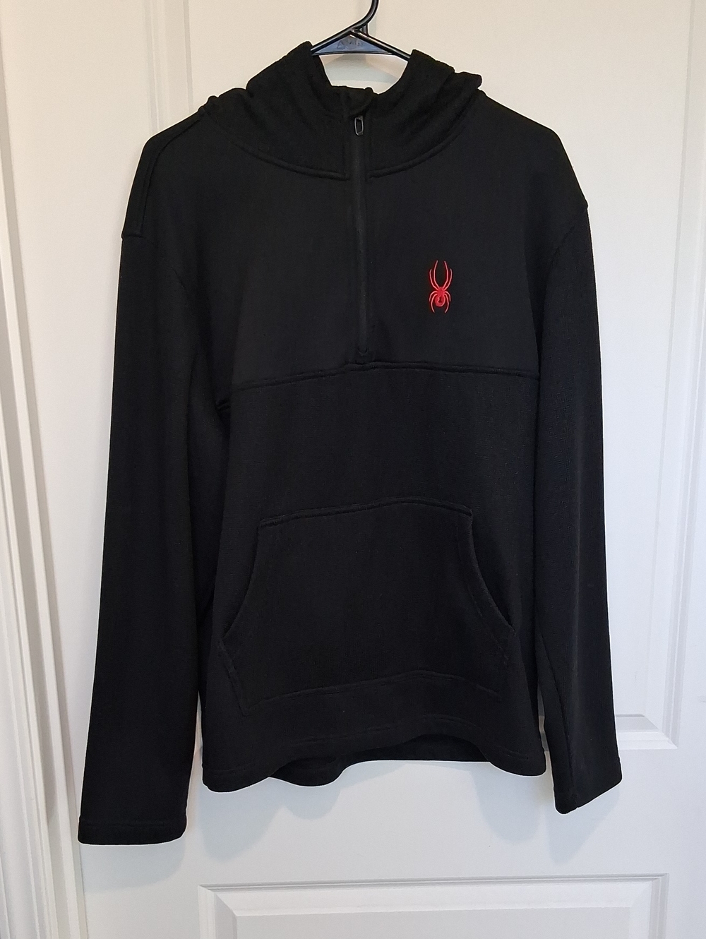 Spyder Men's Black Zip-Up Pullover with Red Spider Logo